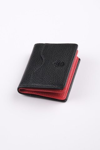 Ancora Leather Hakiki Deri Kartlık-26207 Siyah - Kırmızı