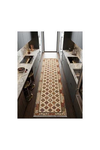 Dekoratif Halı Kaymaz Taban Leke Tutmaz Yıkanabilir Kilim Özel Ölçü Salon Halısı 3053 Çok Renkli