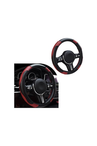 Yifomall 38cm Kırmızı Deri Araba Direksiyon Kılıfı - Nemlendirici, Kaymazsız, Koruyucu, Evrensel Uyumlu, Kolay Kurulum, Araç İç Dekorasyonu Bordo