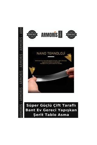 Süper Güçlü Çift Taraflı Bant Ev Gereci Yapışkan Şerit Tablo Asma 1 Adet