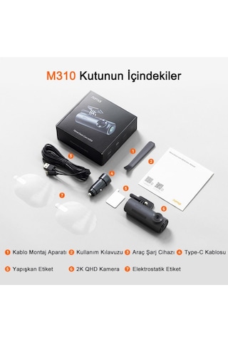 70mai M310 2K Dash Cam Araç Kamerası