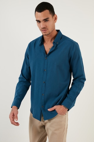 Buratti Pamuklu Regular Fit Düğmeli Yaka Erkek Gömlek Cf20S111871 Indigo