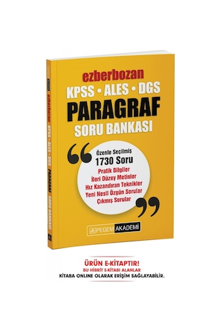 Ezberbozan Kpss Ales Dgs Paragraf Soru Bankası E-kitap
