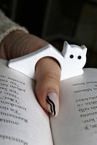 Kedi Figürlü Kitap Tutucu Aparat Tek Elle Kitap Okuma Aparatı Parmak Geçmeli Sayfa Tutucu