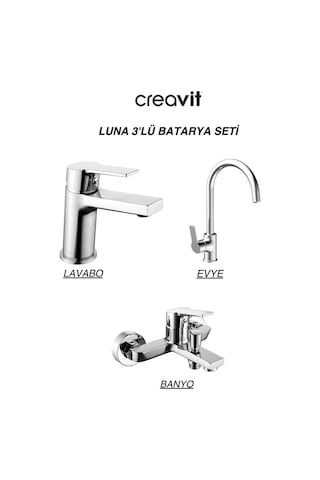 Luna Batarya Seti 3'lü Banyo-lavabo-evye Krom