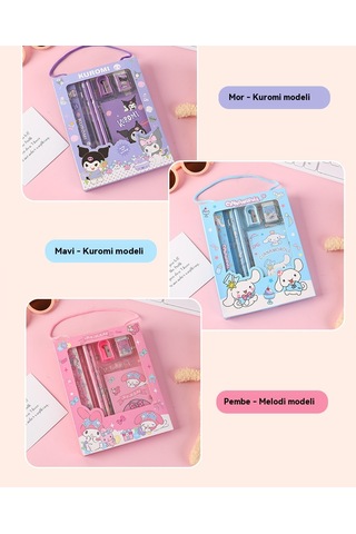 Öğrenci Çocuk Kırtasiye Hediye Kutusu Seti Altı Parça Mavi