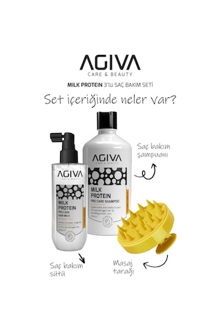 Milk Protein Şampuan 500 Ml & Saç Bakım Sütü 200 Ml & Masaj Tarağı 3'lü Set