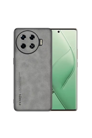 Microcase Tecno Spark 20 Pro Plus İçin Luxury Leather Series Deri Desenli Plastik Koruma Kılıf - Al8125 Gri