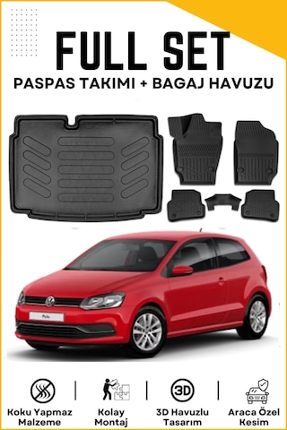 Volkswagen Polo 6r 2015 Model Alt Birebir Uyumlu Bagaj Havuzu+paspas Seti