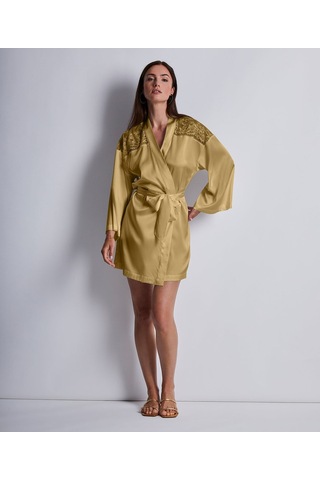 Aubade Midnight Whisper Kimono Zarif Seide Ve Dantel Detaylı Bronz