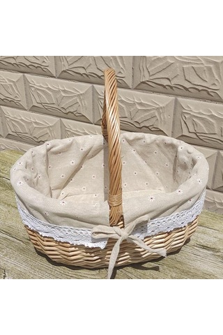 Cbtx Söğüt Sepeti Taşınabilir Açık Piknik Sepeti Dokuma Sepet Yumurta Kabı, Boyut: S - Papatya Keten