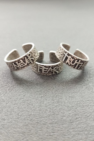 Never Fear Truth Johnny Depp Yüzüğü Erkek Yüzük Seti Gümüş Kaplama Ayarlanabilir El Yapımı Yüzük