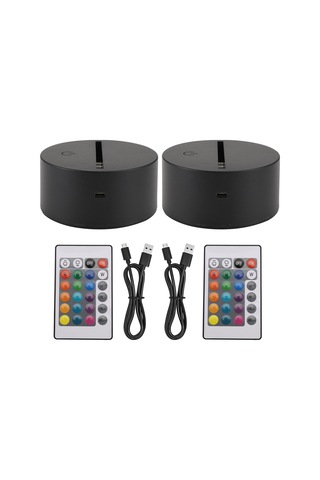 Xurunkeji 2'li Paket 3d Gece Led Işık Lambası Tabanı + Uzaktan Kumanda + Usb Kablosu, Akrilik Siyah İçin 16 Renk Işık Gösterisi Ekran Standı Siyah