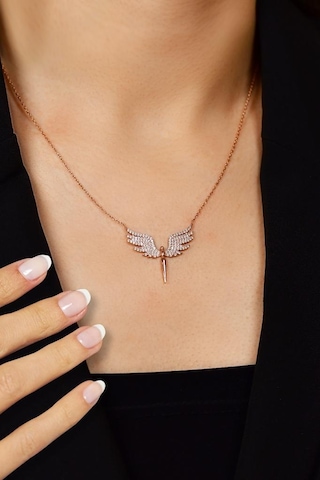 Zirkon Taşlı Rose Mikail Kılıcı Gümüş Kolye