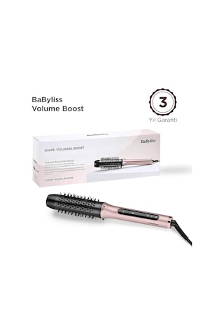 Babyliss Volume Boost İyon Etkili 4 Isı Ayarlı Seramik Isıtıcı Gövdeli Termal Saç Fırçası Pembe Hsb200e