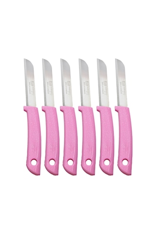 Makri Home Makri Home 6'lı Tırtıklı Meyve Ve Sebze Bıçak Seti, Pembe Beyaz - Pembe