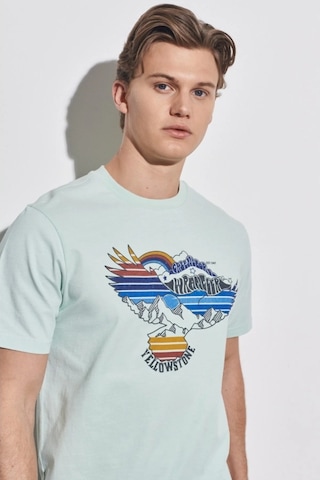 Wrangler Erkek Mavi Bisiklet Yaka Tişört W231243404 Mavi
