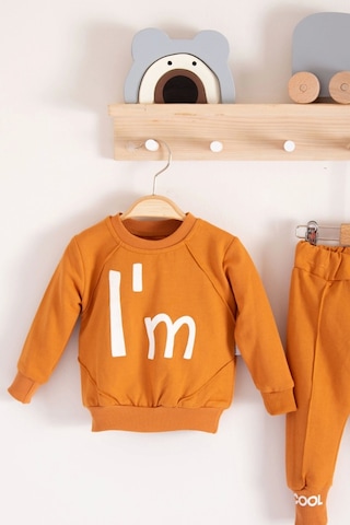 Babydonat I'm Cool Desenli Pamuklu 2'li Erkek Bebek Takımı kahverengi