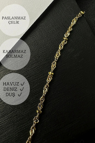 Toplu Burgu Zincir Silver Renk Çelik Şahmeran Karma Serisi Altın