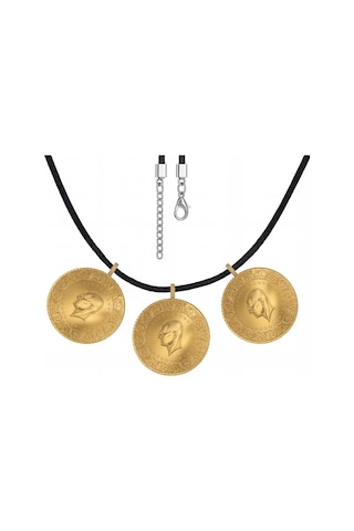 Agakulche 22 Ayar 3 Tam Altın Siyah İpli Kolye