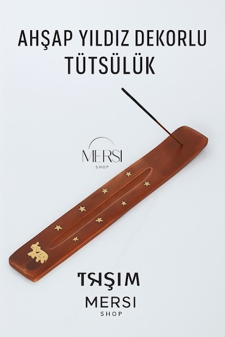 Ahşap Yıldızlı Tütsülük Doğal Oyma Ahşap Tütsü Standı Şık Tütsülik Dekor