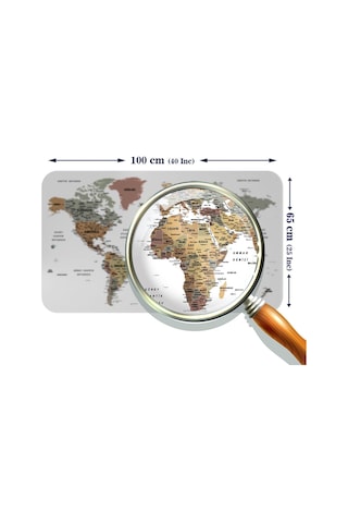 Türkçe Eğitici Ülke Ve Başkent Detaylı Atlası Dünya Haritası Duvar Sticker -60x105-3852 - Renkli Çok Renkli