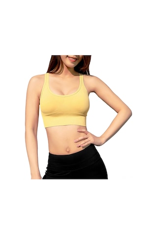 Jeemson Kadınlar İçin Nefes Alabilen Spor Sütyeni - Şok Emici, Ayarlanabilir, Çıkarılabilir Pedli, Yoga Ve Koşu İçin Sarı