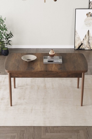 Loft Barok Desen 80x132 Açılabilir Mdf Masa Yemek Odası Takımı, Mutfak Takımı 4 Sandalye, 1 Bench Krem