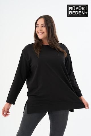 Süperlife Kadın Büyük Beden 2'li Set İnce Sweatshırt Tunik Spr26btk990+2 Black-black