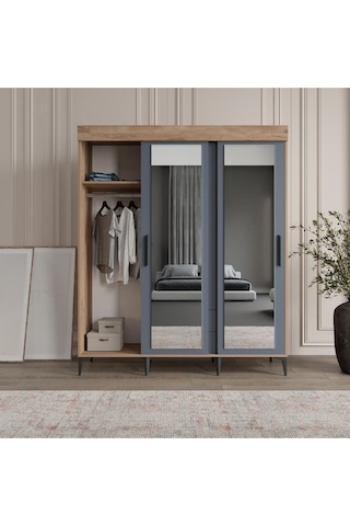 Afillibebek Izmir Sürgülü Aynalı Ve Kapaklı Gardrop Dolap