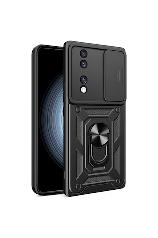 Zore Honor 70 Uyumlu Kılıf Magnetik Standlı Kamera Korumalı Sürgülü Vega Kapak-si Siyah