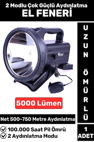 Premium Kamp Avcı Deprem 2 Aydınlatma Modlu Çok Güçlü Beyaz Işık 5000 Lümen Güvenlik El Feneri Çok Renkli