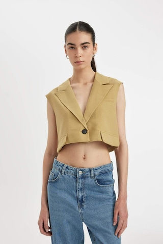 DeFacto Crop Ceket Yaka Basic Düz Blazer Yelek D1199AX24SMKH485 Haki