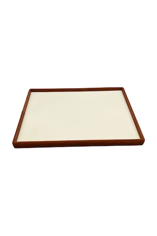 Süet Kumaş Krem-kahve Renk 34/24 Cm Takı Servis Sunum Tablası Çok Renkli
