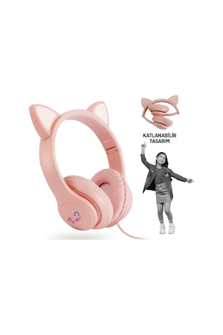 Polosmart Fs113 Kablolu Mikrofonlu Stereo Kulak Üstü Kulaklık Pembe