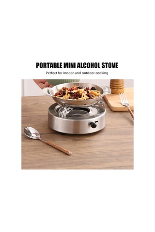 Geeroyoo Taşınabilir Çelik Alkol Ocağı - Ayarlanabilir Ateş, Dış Mekan Kamp, Ev/restoran Fırın - 17.7cm, 600g Gümüş