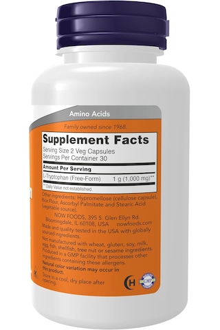 Now Foods L-tryptophan 500 Mg Encourages Positive Mood Supports