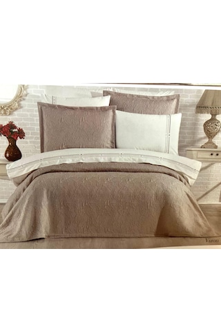 Modern Yatak Örtüsü Seti 9 Parça Vizon Vizon