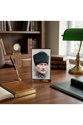 Atatürk Masaüstü Ahşap Tablo - Kabartmalı Baskı Şık Hediyelik 10x16 Cm No 1 3 Parça