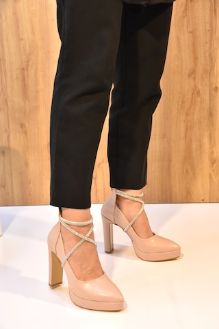 Park Moda Platformlu Topuklu Kadın Sivri Burun Stiletto Ayakkabı Ten Ten