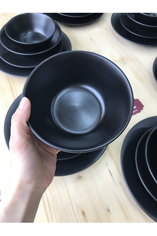 Keramika Mat Siyah 30 Parça 6 Kişilik Yemek Kahvaltı Takımı