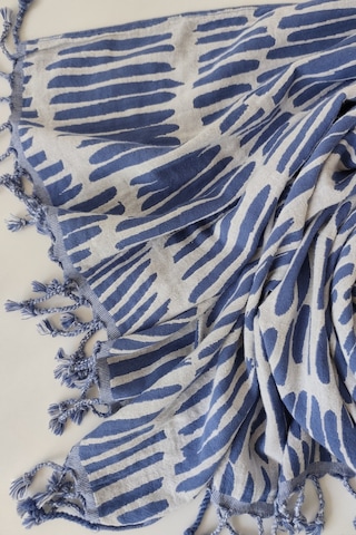 %100 Pamuk Çift Kat Müslin Peştemal - Jakarlı Plaj Havlusu- 90x170 Cm Indıgo Indigo