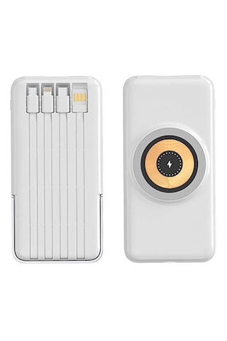 Magsafe Manyetik Kablosuz Powerbank - Hızlı Şarj Taşınabilir Şarj Aleti, Lcd Göstergeli, 10.000 Mah Beyaz