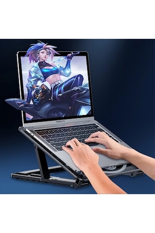 Ally Ayarlanabilir Taban Çift Fanlı Tablet Ve Laptop Soğutucu Stand- 5775 Renk: Siyah
