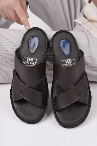 Muggo Eco Garantili Erkek Günlük Hakiki Deri Rahat Yumuşak Taban Ortopedik Terlik Kahverengi