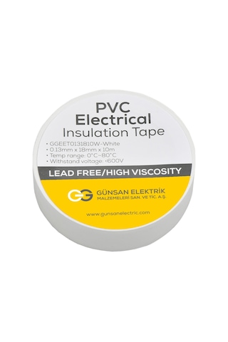 Günsan Beyaz Elektrik İzolasyon Bandı 10 Adet