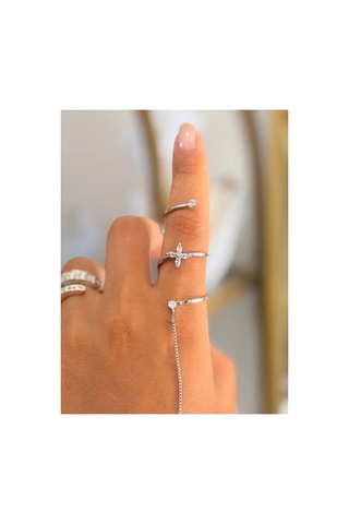 Şahmeran Yüzük Ve Bileklik Kombini- Silver Çiçek Detaylı Aksesuar Seti Gümüş