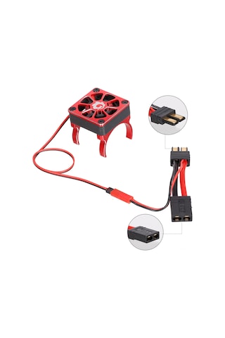 Youtek Trx-4 Scxı10 Rc4wd Tırmanma Arabaları İçin 540/550 Motor Soğutucu Fanı, Çift Kancalı, Adaptör Kablolu, Siyah