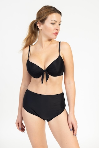 Pemilo Kadın 718 Yüksel Bel Kaplı Bikini Takımı Siyah-siyah 37143 - 1