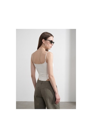 Dilvin 21216 Askılı Bodysuit-ekru-16503